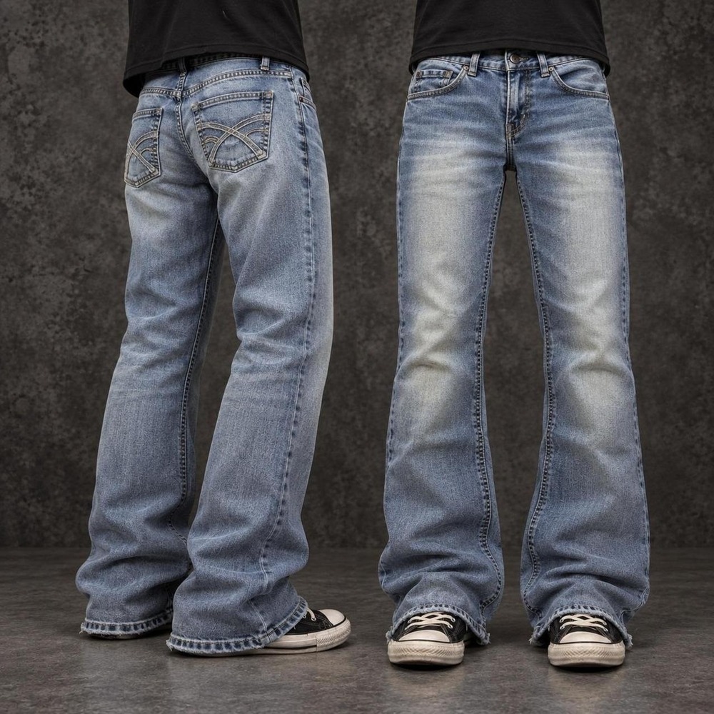 27x30 Faded Blue Slim Bootcut Jeans Y2K Vintage